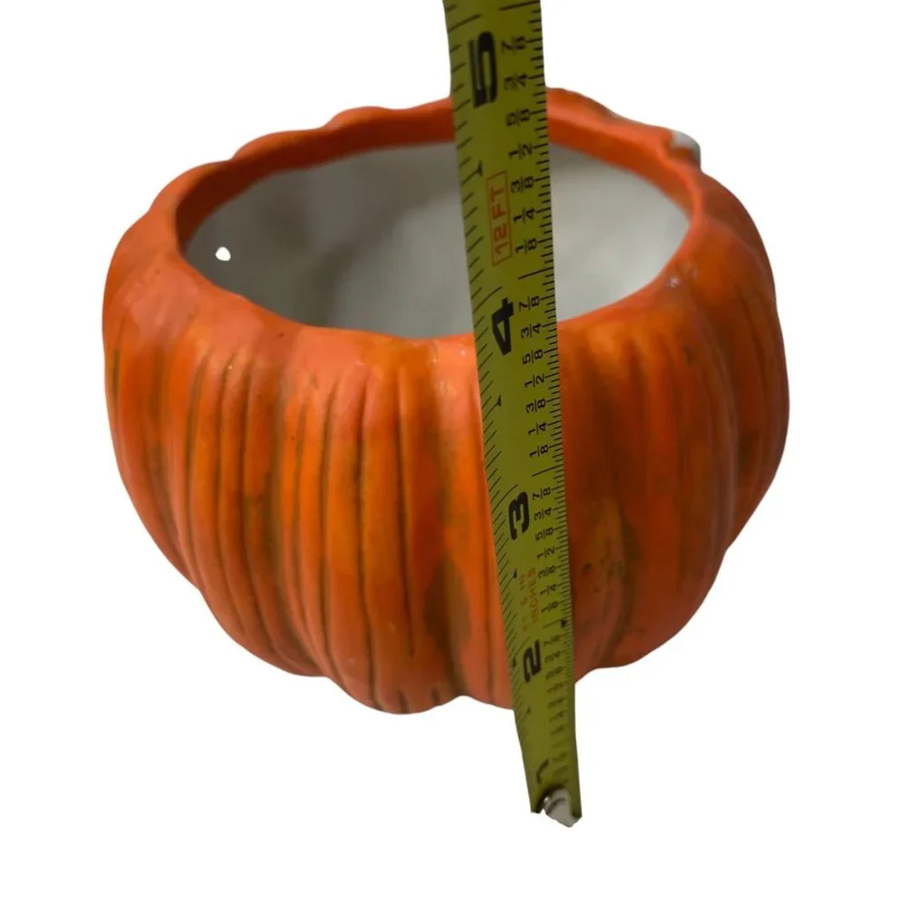 Vintage New Holland Floral Ghost & Pumpkin Ceramic Planter Votive‎ Candy Decor
